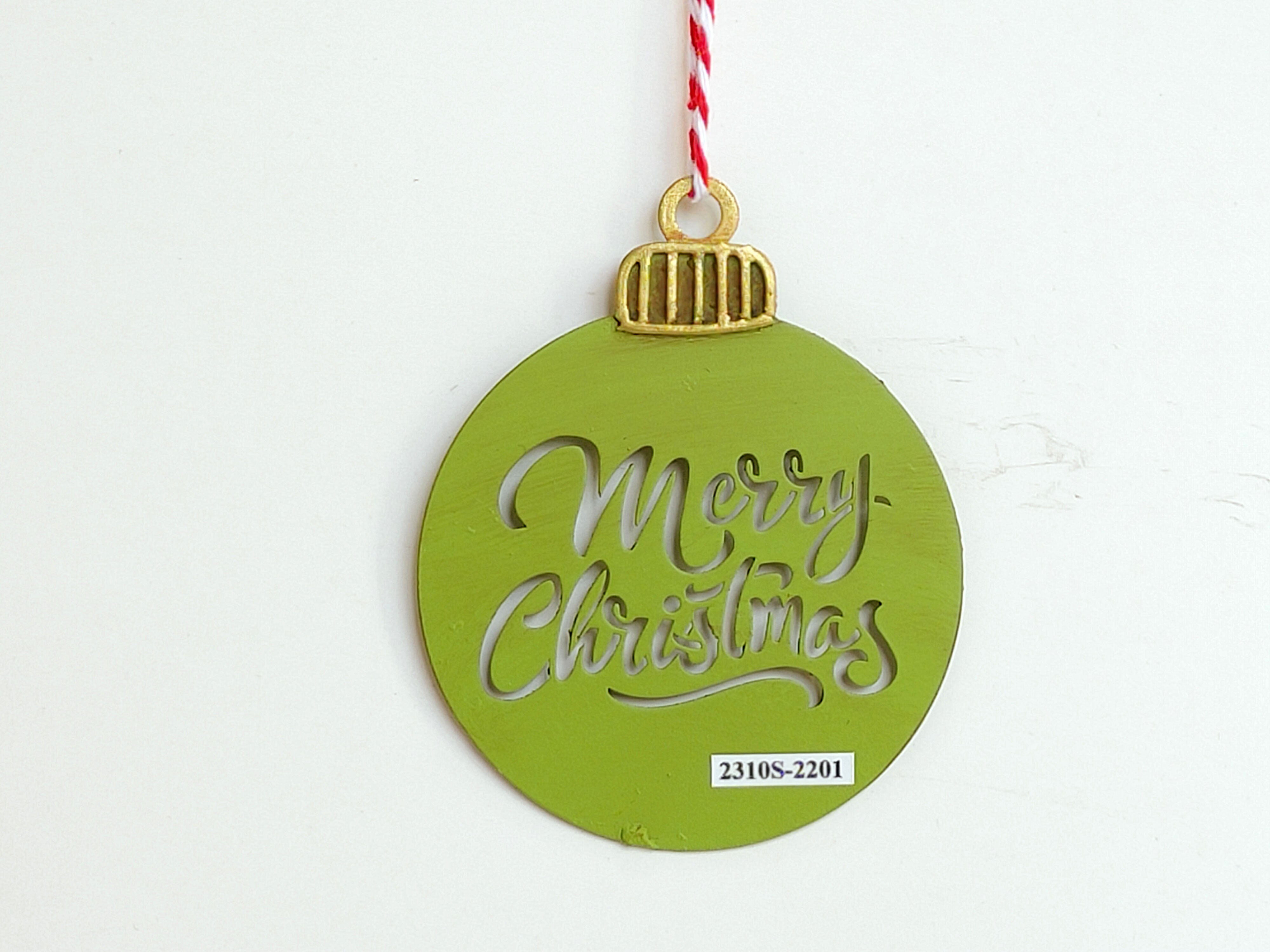 Vintage Metal Bauble Christmas Tree Ornament Green